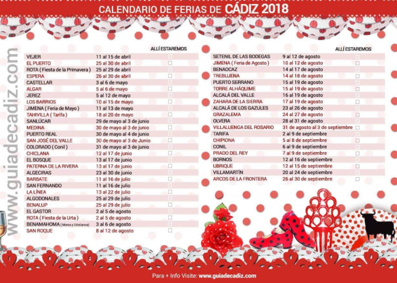 Ferias, Stadtfeste Provinz Cadiz 2018, vejer-by-manuel.com